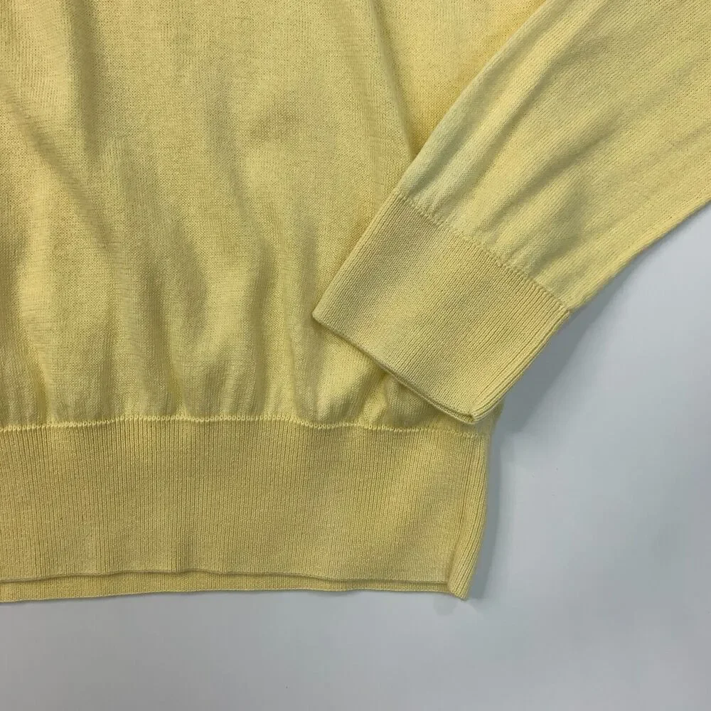 Straight Down Sweater Mens L Yellow Pima Cotton V Neck Long Sleeve Pullover